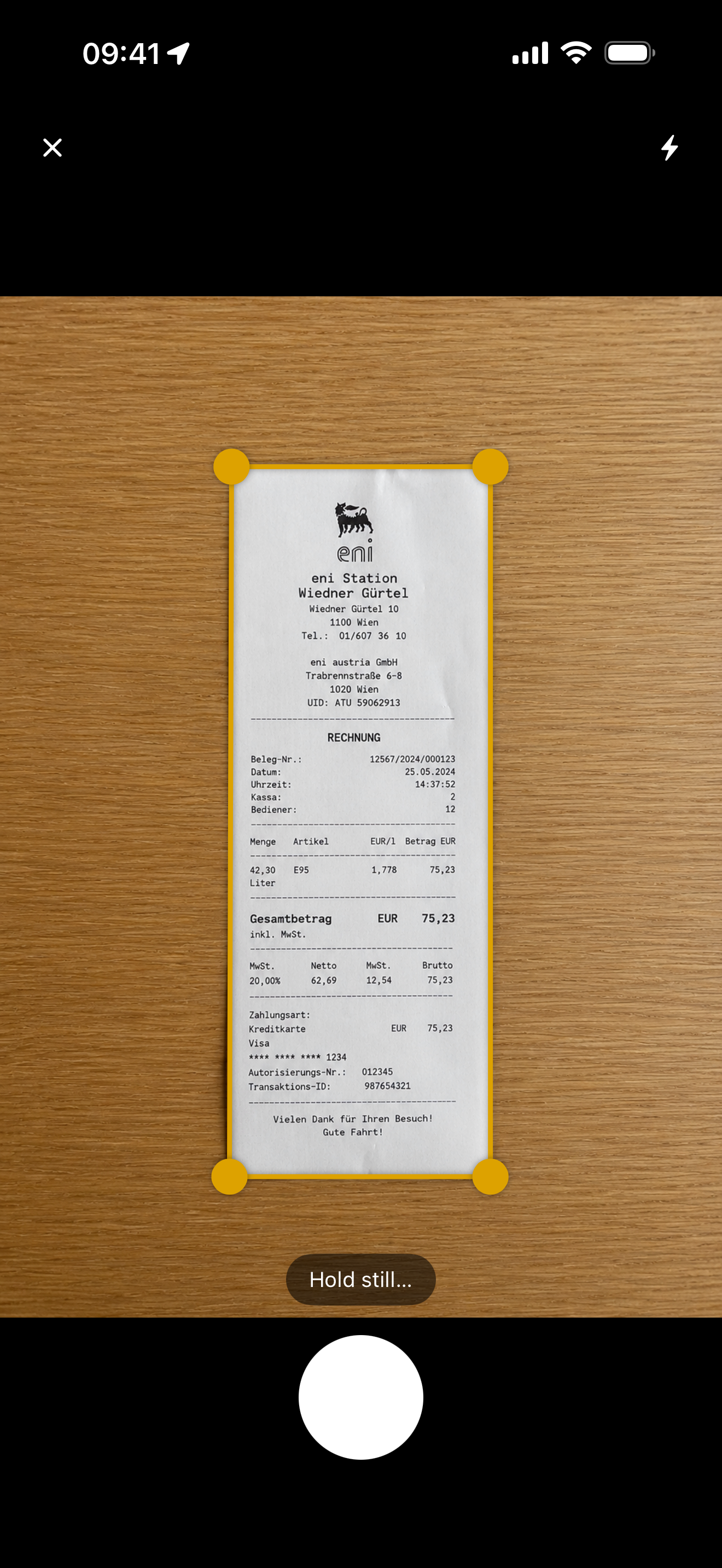 Receipt scan in TankIt